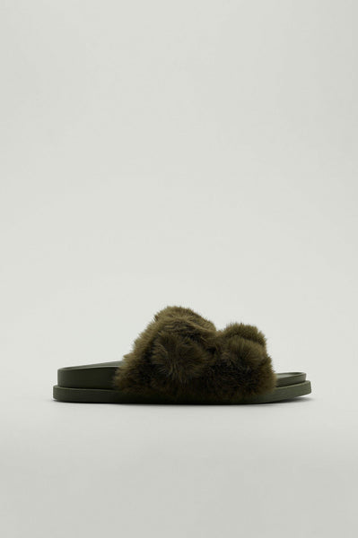Fluffy Buckle Sandals