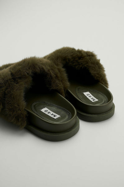 Fluffy Buckle Sandals