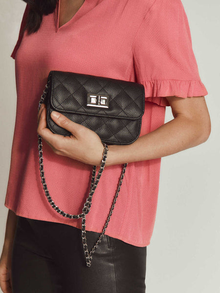 RBSanya Small Quilted Belt Bag - black silver