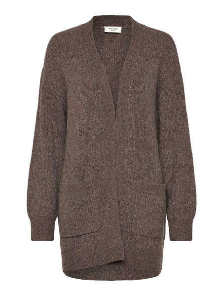 Tinker Wool Blend Long sleeve V-neck Cardigan -Brown Grey