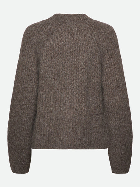 RWTulip Wool Blend LS O-neck Rib Knit Cardigan