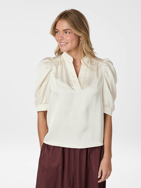 ROELLA HEAVY SATEEN BLOUSE Pearl