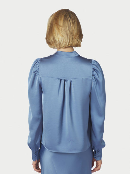 ROSSLYN HEAVY SATEEN BLOUSE - Smoke blue