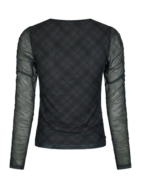 Bea Check Mesh Blouse