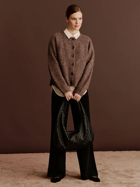 RWTulip Wool Blend LS O-neck Rib Knit Cardigan