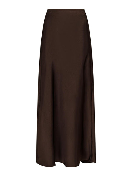 VICKY HEAVY SATEEN SKIRT Dark Brown