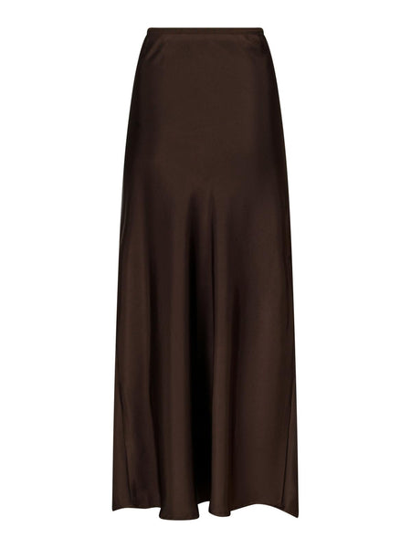 VICKY HEAVY SATEEN SKIRT Dark Brown