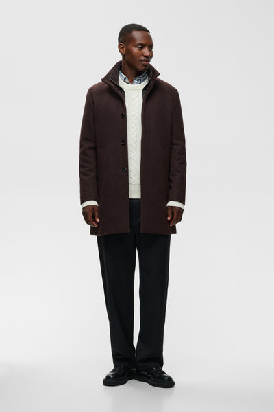 HARVEY WOOL COAT -espresso brown