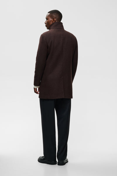 HARVEY WOOL COAT -espresso brown