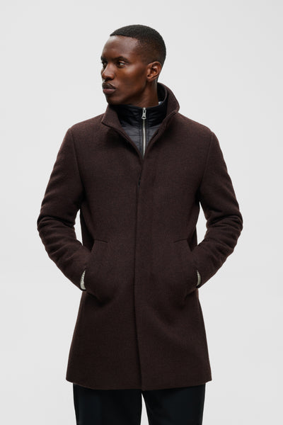 HARVEY WOOL COAT -espresso brown