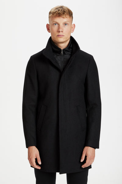 HARVEY WOOL COAT -BLACK