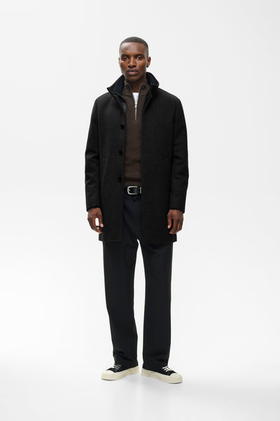 HARVEY WOOL COAT -BLACK