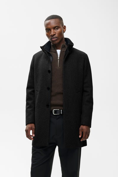 HARVEY WOOL COAT -BLACK