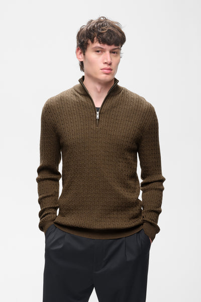 MAMASON MERINO PULLOVER -Sepia melange