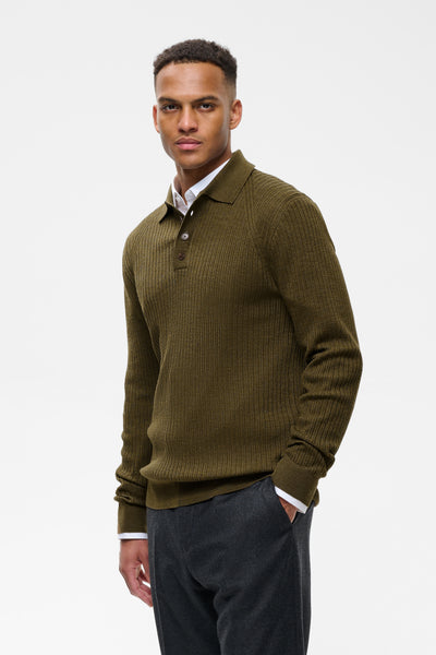 MAKERONE POLOSHIRT- sepia melange