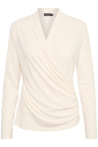Soaked In Luxury Columbine Long Sleeve Wrap Blouse, White