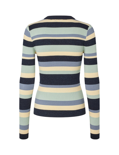 Minnie Rib-knit Top - Harbor Gray Stripe