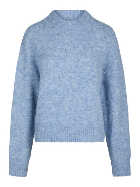 Paulina Fluffy Knit Blouse - dusty blue