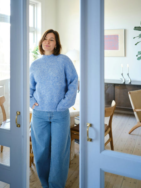 Paulina Fluffy Knit Blouse - dusty blue