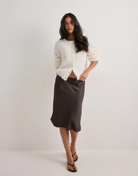 Mindie Heavy sateen Skirt - Dark brown