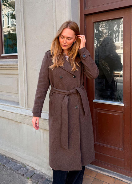 Shay Modström coat-Chocolate chip melange