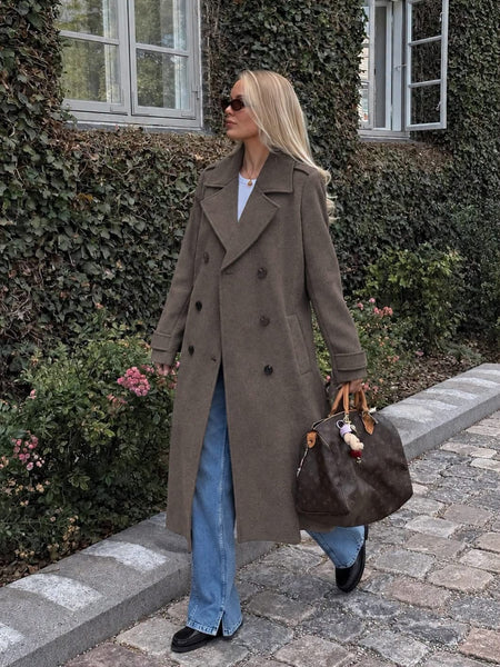 Shay Modström coat-Chocolate chip melange