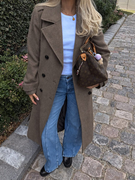 Shay Modström coat-Chocolate chip melange