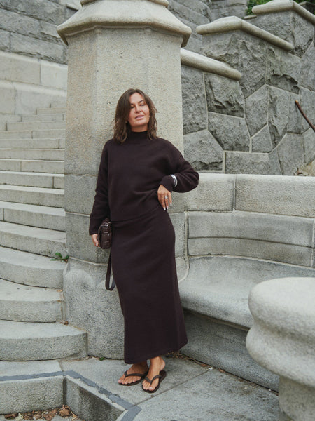 Paulina knit blouse- dark brown