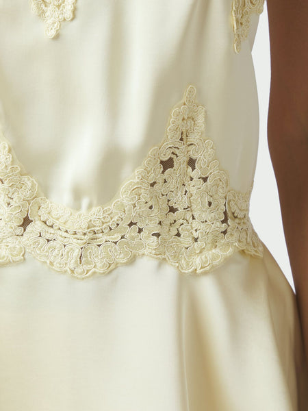 Kaela Heavy Sateen Lace Top - Light yellow