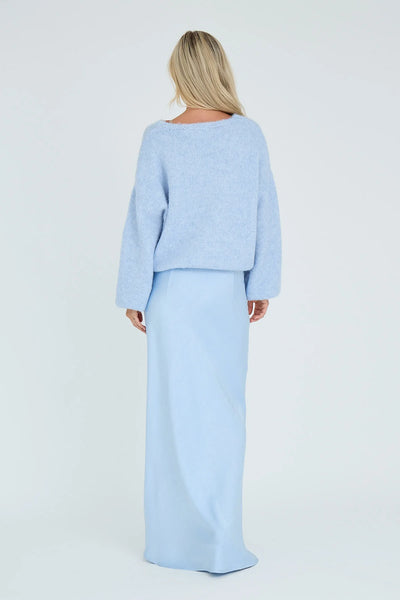 Inge V-neck knit -Light blue
