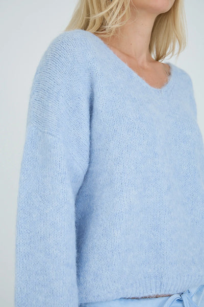 Inge V-neck knit -Light blue