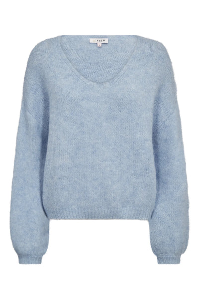 Inge V-neck knit -Light blue