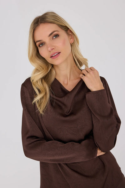 Sinda drape blouse AV8253 - Dark Brown