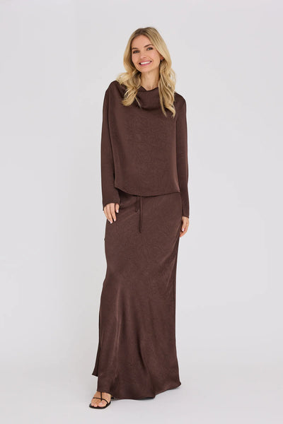 Sinda drape blouse AV8253 - Dark Brown