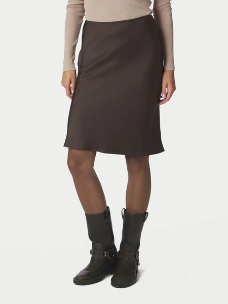 Mindie Heavy sateen Skirt - Dark brown