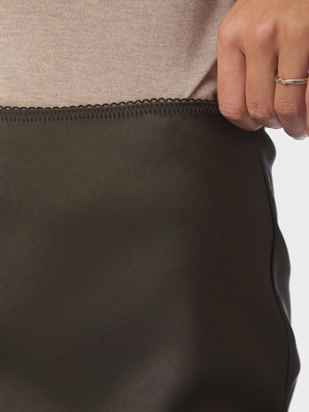 Mindie Heavy sateen Skirt - Dark brown