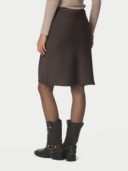 Mindie Heavy sateen Skirt - Dark brown