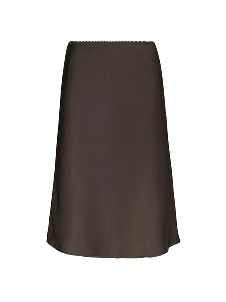 Mindie Heavy sateen Skirt - Dark brown