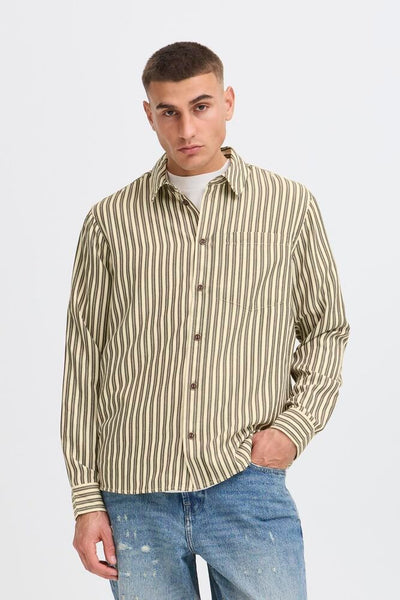 SDROYDON STRIPE SHIRT True Black - Black