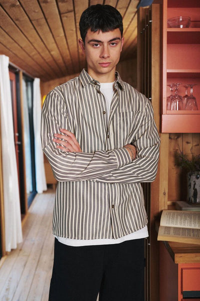 SDROYDON STRIPE SHIRT True Black - Black